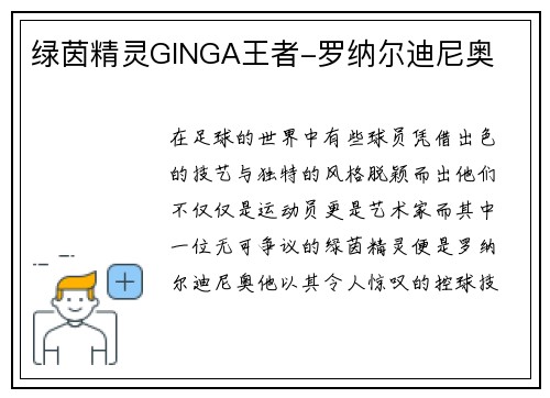 绿茵精灵GINGA王者-罗纳尔迪尼奥